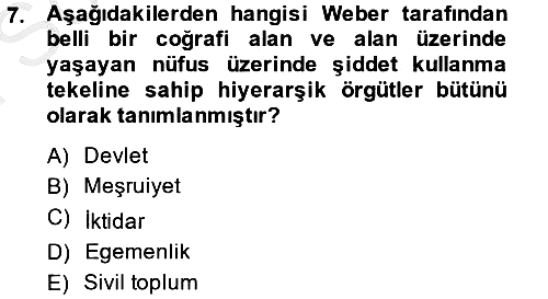 Sosyal Bilimlerde Temel Kavramlar 2014-2015 Dönem Sonu Sınavı - 7. soru