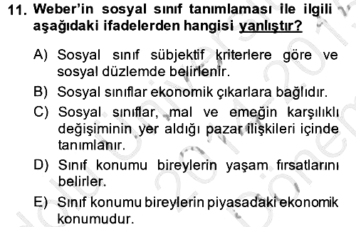 Sosyal Bilimlerde Temel Kavramlar 2014-2015 Dönem Sonu Sınavı - 11. soru