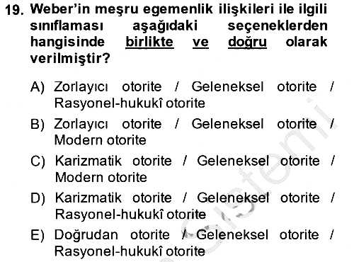 Sosyal Bilimlerde Temel Kavramlar 2014-2015 Dönem Sonu Sınavı - 19. soru