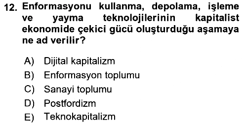 Sosyal Bilimlerde Temel Kavramlar 2015-2016 Dönem Sonu Sınavı - 12. soru