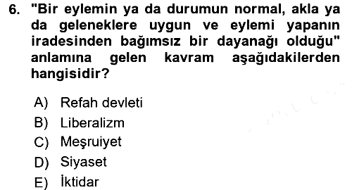 Sosyal Bilimlerde Temel Kavramlar 2016-2017 Dönem Sonu Sınavı - 6. soru