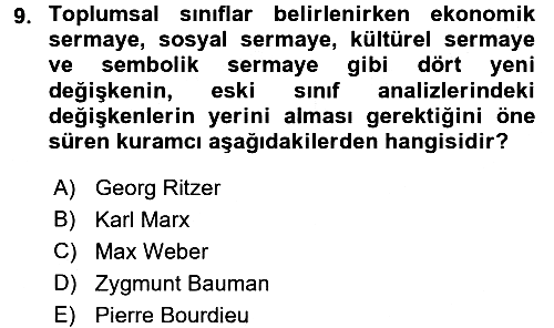 Sosyal Bilimlerde Temel Kavramlar 2016-2017 Dönem Sonu Sınavı - 9. soru