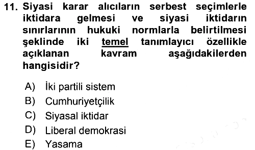 Sosyal Bilimlerde Temel Kavramlar 2016-2017 Dönem Sonu Sınavı - 11. soru