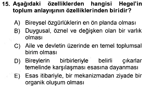 Sosyal Bilimlerde Temel Kavramlar 2016-2017 Dönem Sonu Sınavı - 15. soru