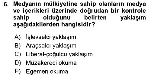 Sosyal Bilimlerde Temel Kavramlar 2018-2019 Dönem Sonu Sınavı - 6. soru