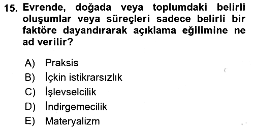 Sosyal Bilimlerde Temel Kavramlar 2021-2022 Dönem Sonu Sınavı - 15. soru