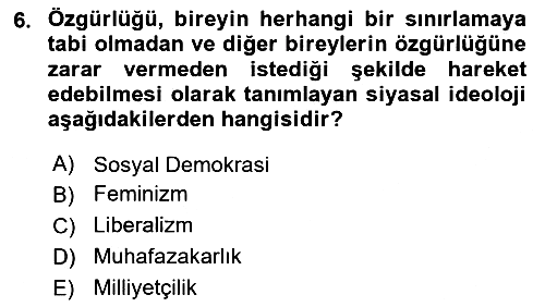 Sosyal Bilimlerde Temel Kavramlar 2024-2025 Dönem Sonu Sınavı - 6. soru
