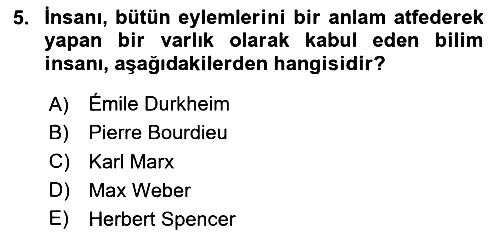 Sosyal Bilimlerde Temel Kavramlar 2020-2021 Yaz Okulu Sınavı - 5. soru