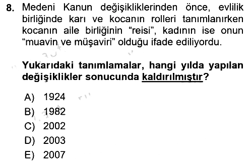 Sosyal Bilimlerde Temel Kavramlar 2020-2021 Yaz Okulu Sınavı - 8. soru