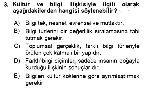 Sosyal Bilimlerde Temel Kavramlar 2023-2024 Yaz Okulu Sınavı - 3. soru