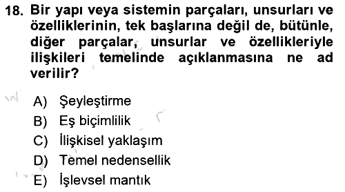 Sosyal Bilimlerde Temel Kavramlar 2024-2025 Yaz Okulu Sınavı - 18. soru