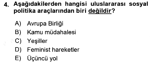 Sosyal Politika 2017-2018 3 Ders Sınavı - 4. soru