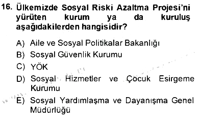 Sosyal Politika 2014-2015 Ara Sınav - 16. soru