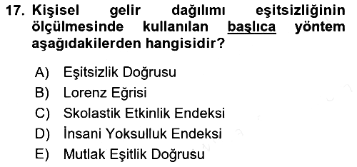 Sosyal Politika 2018-2019 Ara Sınav - 17. soru
