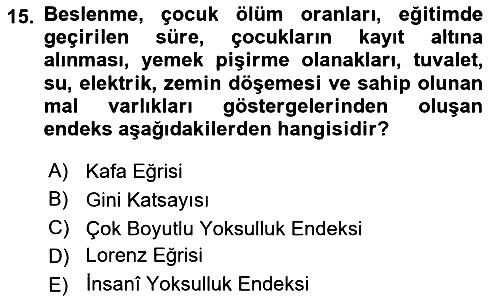 Sosyal Politika 2019-2020 Ara Sınav - 15. soru