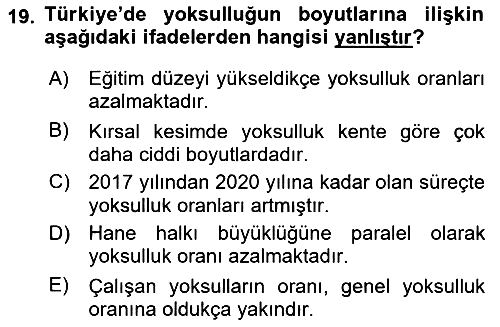 Sosyal Politika 2022-2023 Ara Sınav - 19. soru