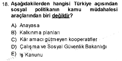 Sosyal Politika 2013-2014 Dönem Sonu Sınavı - 18. soru