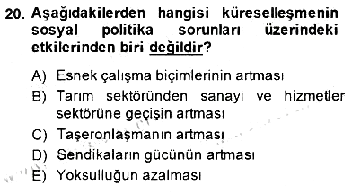 Sosyal Politika 2014-2015 Dönem Sonu Sınavı - 20. soru