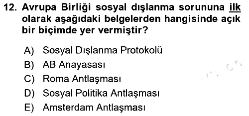 Sosyal Politika 2020-2021 Yaz Okulu Sınavı - 12. soru