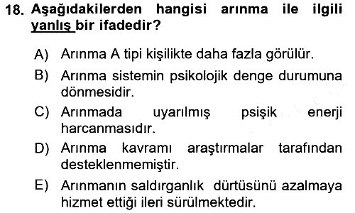 Sosyal Psikoloji 1 2017-2018 3 Ders Sınavı - 18. soru
