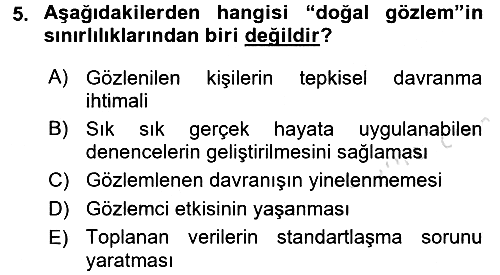 Sosyal Psikoloji 1 2016-2017 Ara Sınav - 5. soru