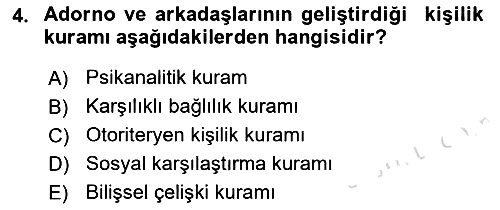 Sosyal Psikoloji 1 2021-2022 Ara Sınav - 4. soru