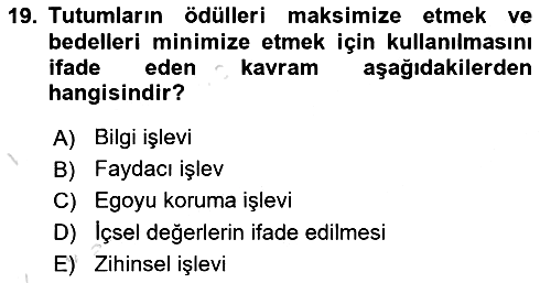 Sosyal Psikoloji 1 2022-2023 Ara Sınav - 19. soru