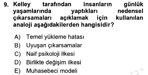 Sosyal Psikoloji 1 2023-2024 Ara Sınav - 9. soru