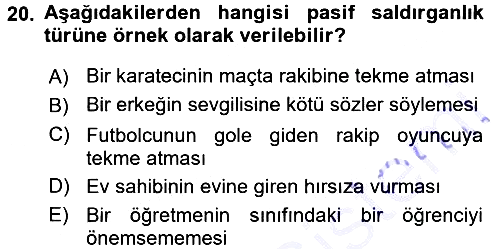 Sosyal Psikoloji 1 2015-2016 Dönem Sonu Sınavı - 20. soru