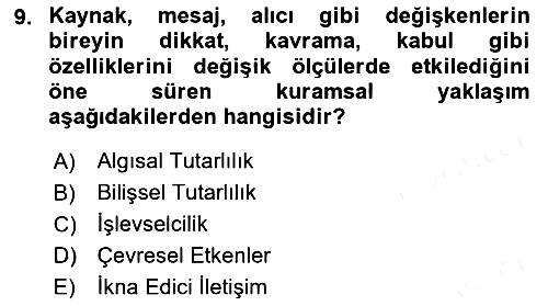 Sosyal Psikoloji 1 2018-2019 Dönem Sonu Sınavı - 9. soru