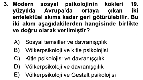 Sosyal Psikoloji 1 2022-2023 Dönem Sonu Sınavı - 3. soru