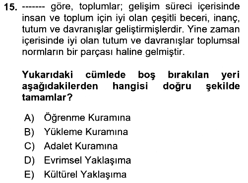 Sosyal Psikoloji 1 2022-2023 Dönem Sonu Sınavı - 15. soru