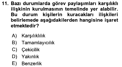 Sosyal Psikoloji 1 2023-2024 Dönem Sonu Sınavı - 11. soru