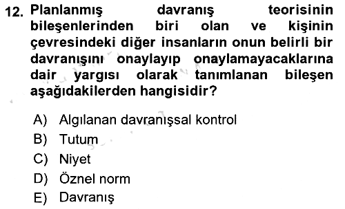 Sosyal Psikoloji 1 2022-2023 Yaz Okulu Sınavı - 12. soru