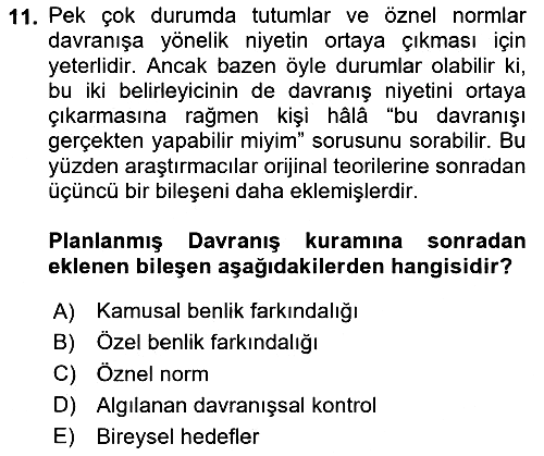Sosyal Psikoloji 1 2024-2025 Yaz Okulu Sınavı - 11. soru