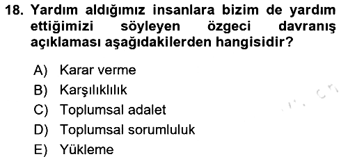 Sosyal Psikoloji 1 2025-2026 Yaz Okulu Sınavı - 18. soru