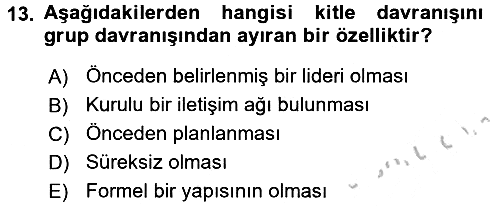 Sosyal Psikoloji 2 2016-2017 3 Ders Sınavı - 13. soru