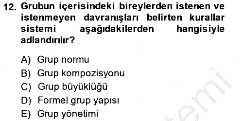 Sosyal Psikoloji 2 2014-2015 Ara Sınav - 12. soru