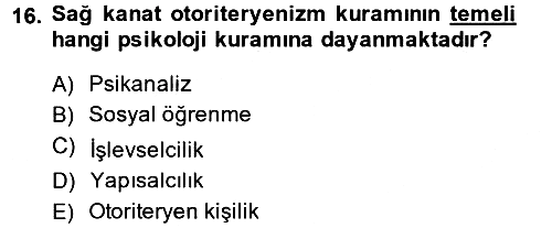 Sosyal Psikoloji 2 2014-2015 Ara Sınav - 16. soru