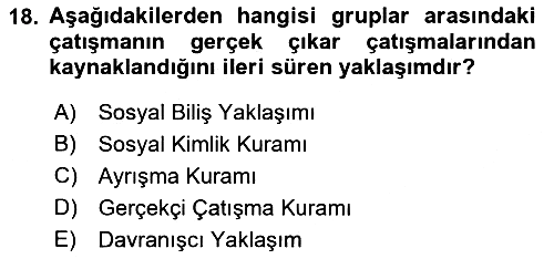 Sosyal Psikoloji 2 2021-2022 Ara Sınav - 18. soru