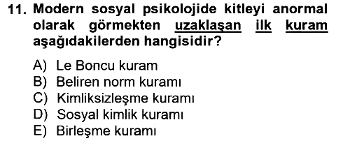 Sosyal Psikoloji 2 2012-2013 Dönem Sonu Sınavı - 11. soru