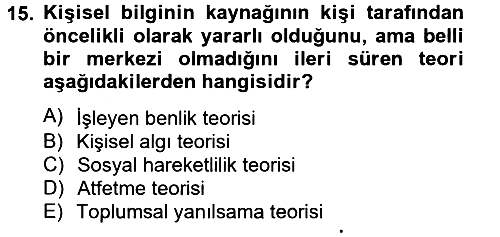 Sosyal Psikoloji 2 2012-2013 Dönem Sonu Sınavı - 15. soru