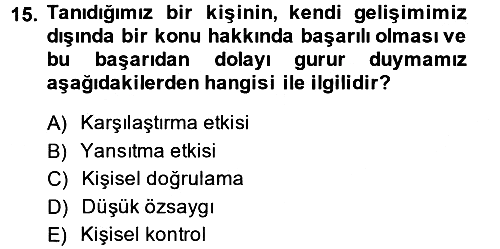 Sosyal Psikoloji 2 2013-2014 Dönem Sonu Sınavı - 15. soru