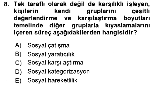 Sosyal Psikoloji 2 2015-2016 Dönem Sonu Sınavı - 8. soru