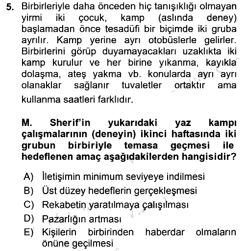 Sosyal Psikoloji 2 2016-2017 Dönem Sonu Sınavı - 5. soru