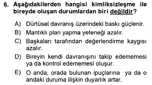 Sosyal Psikoloji 2 2021-2022 Dönem Sonu Sınavı - 6. soru