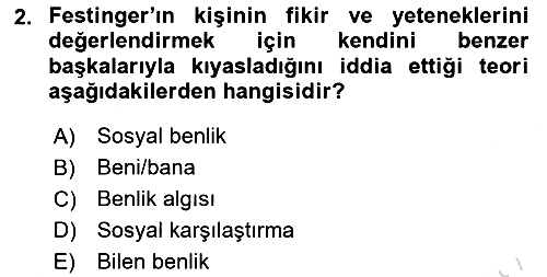 Sosyal Psikoloji 2 2024-2025 Ara Sınav - 2. soru