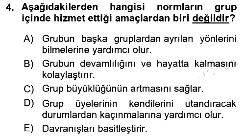Sosyal Psikoloji 2 2024-2025 Yaz Okulu Sınavı - 4. soru