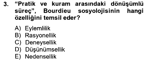 Sosyolojide Yakın Dönem Gelişmeler 2012-2013 Ara Sınav - 3. soru