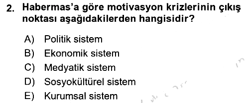 Sosyolojide Yakın Dönem Gelişmeler 2024-2025 Dönem Sonu Sınavı - 2. soru